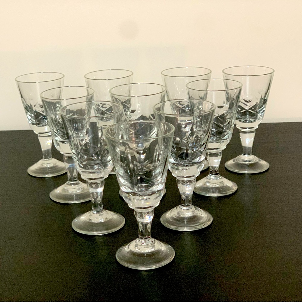 Vintage Cross and Olive Liqueur Glasses